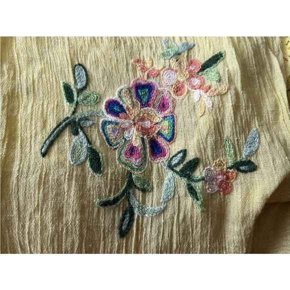 ANTHROPOLOGIE FIG AND FLOWER Yellow Cotton Embroidered Tunic Plus Size 3X - Picture 5 of 6